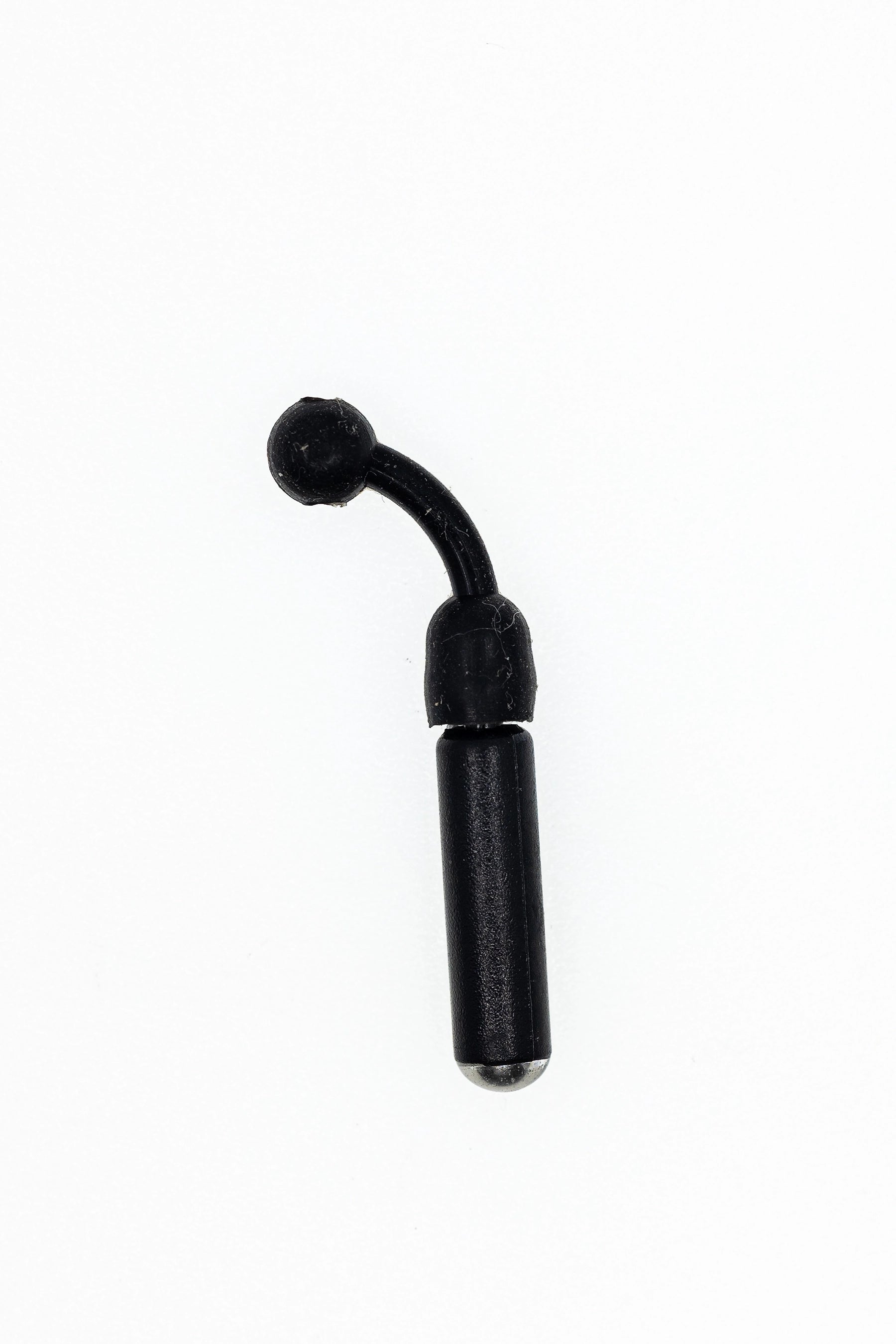 Black curved object on a white background