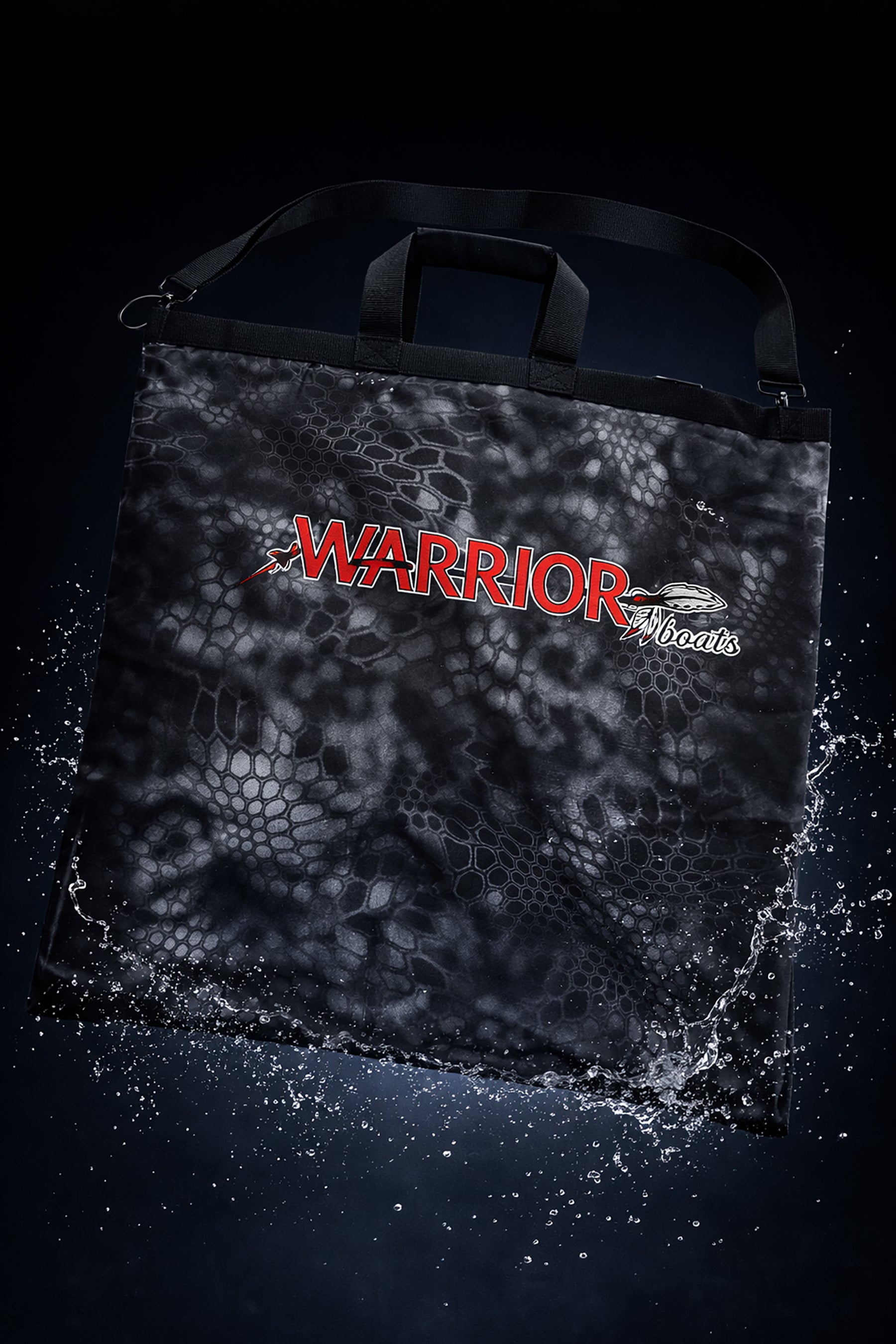 Black bag with 'Warrior' logo on a dark background