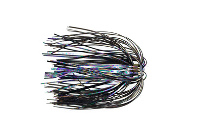 Fishing lure with multicolored skirt on a white background