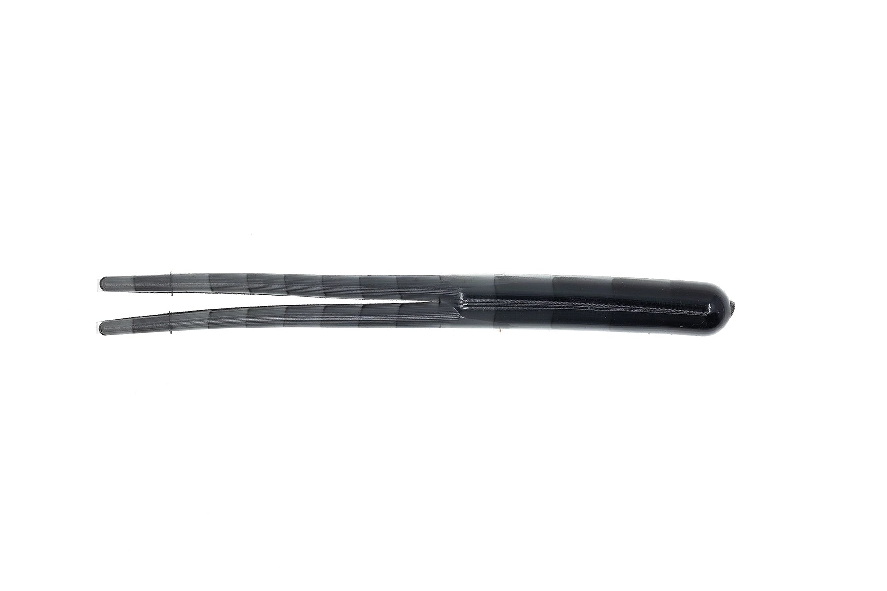 Two black wiper blades on a white background